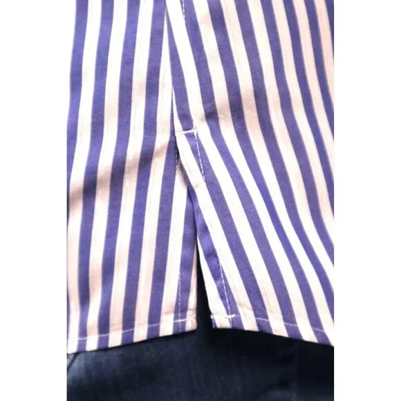 Chicos Blue & White Striped No-Iron Button-Up Shirt Womens Size 1 (M) 95% Cotton - Picture 6 of 11